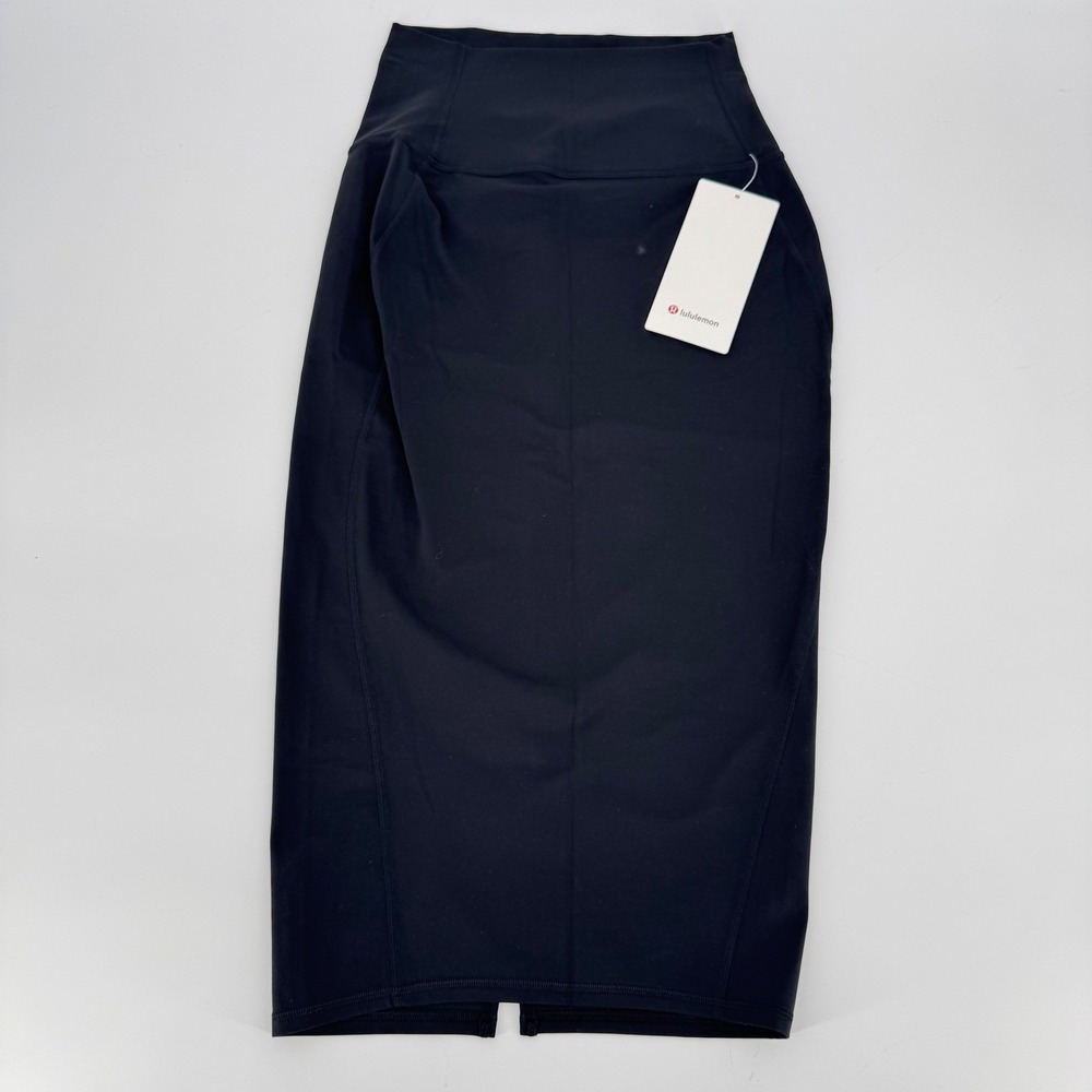 Lululemon Nulu Slim-Fit HR Skirt Black Midi High Rise LW8AH0S Size 14 NWT
